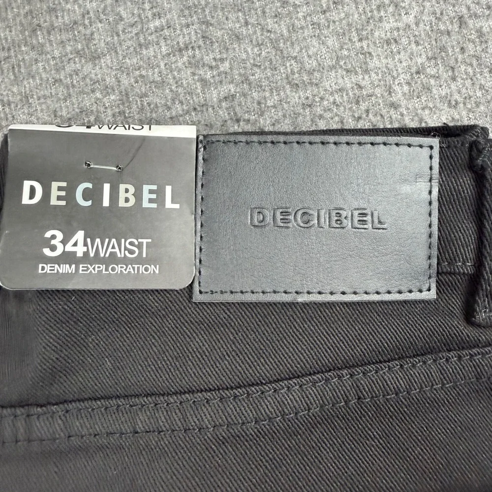 Decibel Distressed Jeans Men's 34 Black Gold Side Stripe Ripped Streetwear Denim
